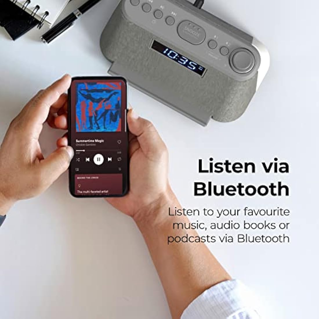 i-box Bedside Alarm Clock | Wireless Charger, Bluetooth Speaker & Night Light