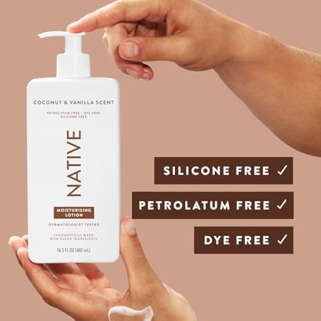 Native Coconut & Vanilla Body Lotion - Shea Butter Moisturizer (3 Pack)