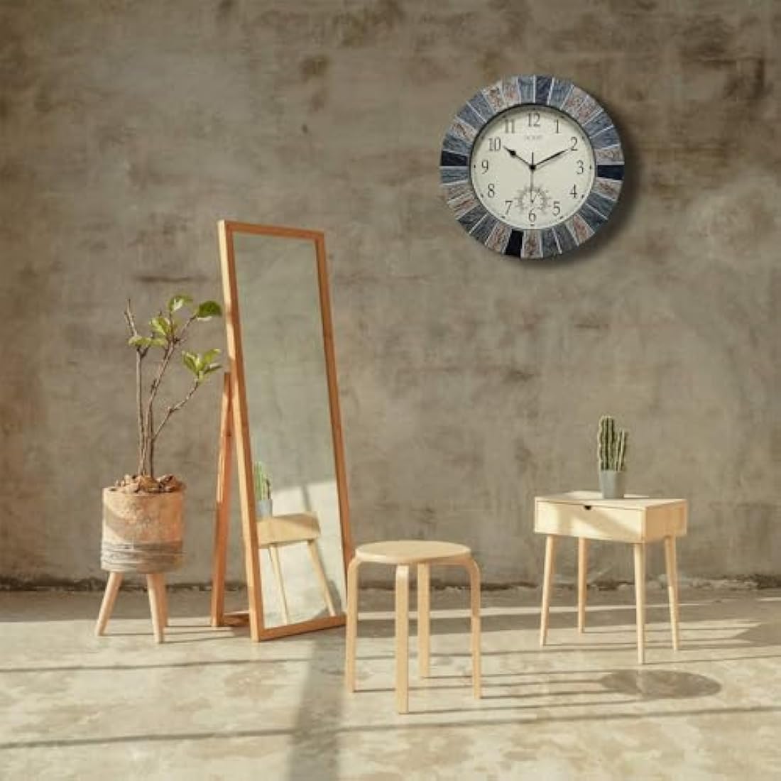 OCEST 13 Inch Outdoor Waterproof Wall Clock with Thermometer | Retro Style