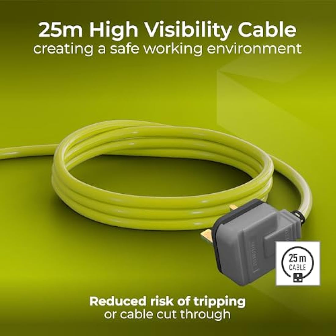 Masterplug Pro-XT 25m Cable Reel Extension Lead – 4 Sockets & Switch