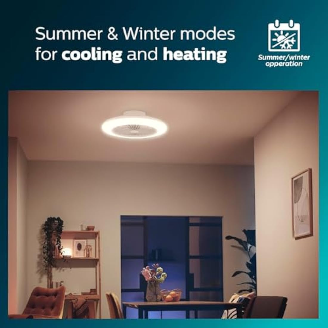 Philips LED Round Fan Light | 25W+60W Slim Ceiling Fan with Remote