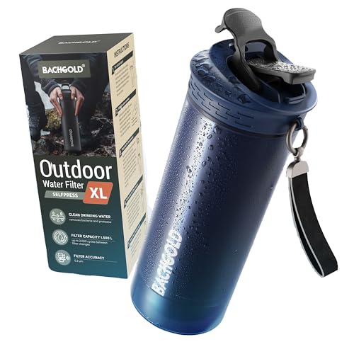 Bachgold Professional Outdoor Water Filter Bottle XL | 800ml Black