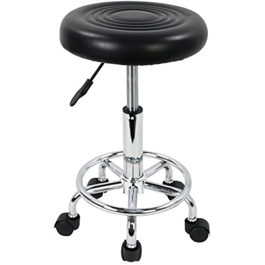 KKTONER PU Leather Rolling Stool - Adjustable Swivel Salon Task Chair