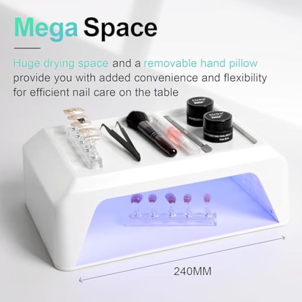 L'UGX 72W UV LED Nail Lamp with Arm Rest Pillow and Retractable Tray