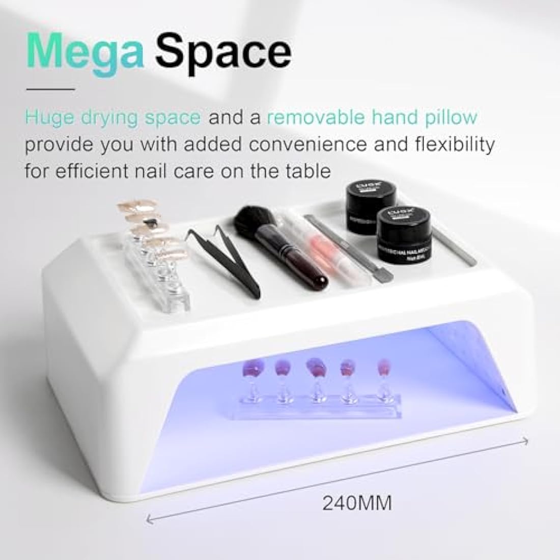 L'UGX 72W UV LED Nail Lamp with Arm Rest Pillow and Retractable Tray