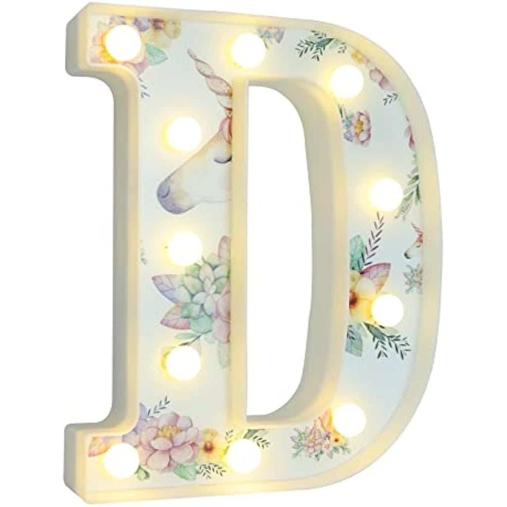 Jolof Store Unicorn LED Light Up Letters – Warm White Alphabet Night Light