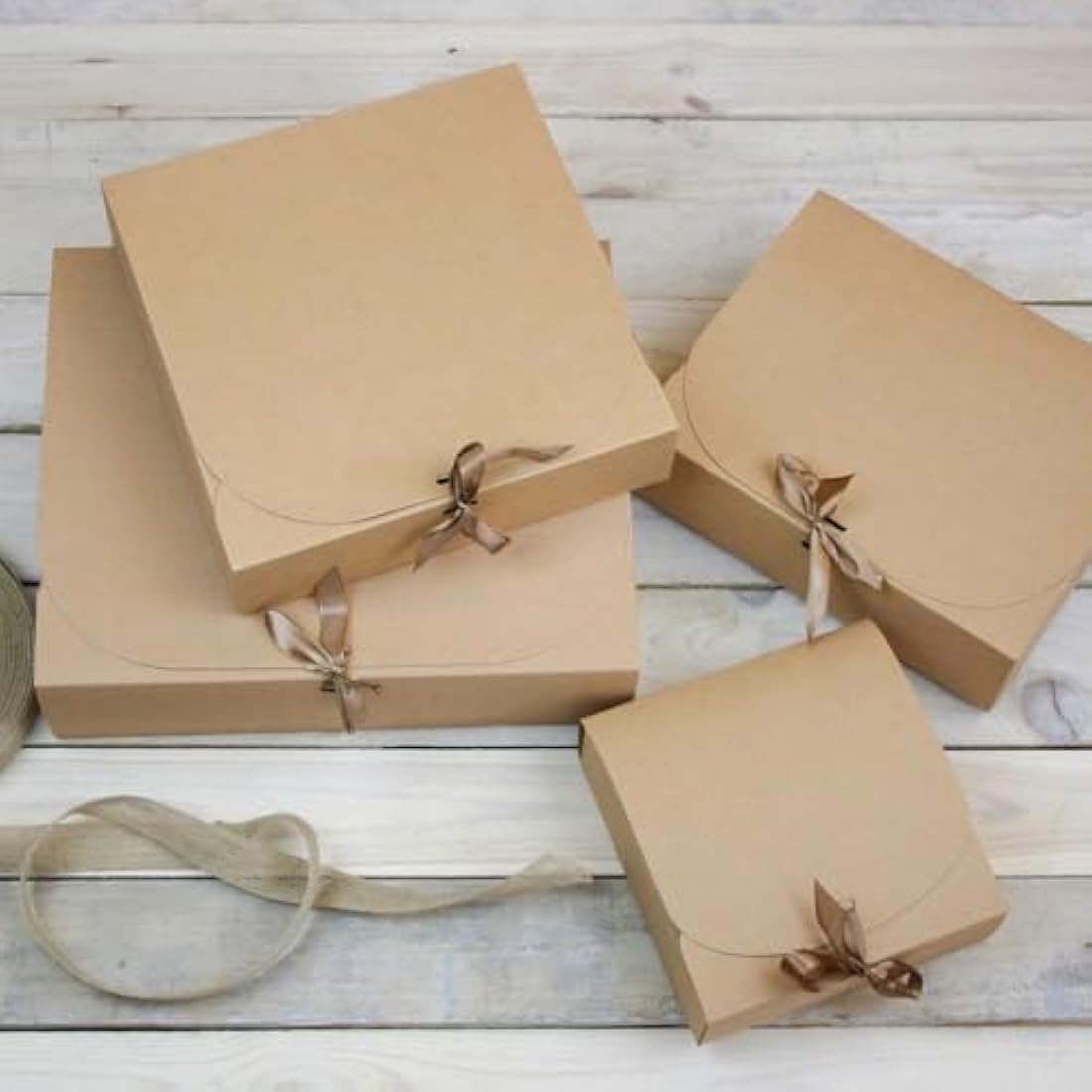 Jolof Store Brown Kraft Gift Boxes - Pack of 12 Rectangle Presentation Boxes