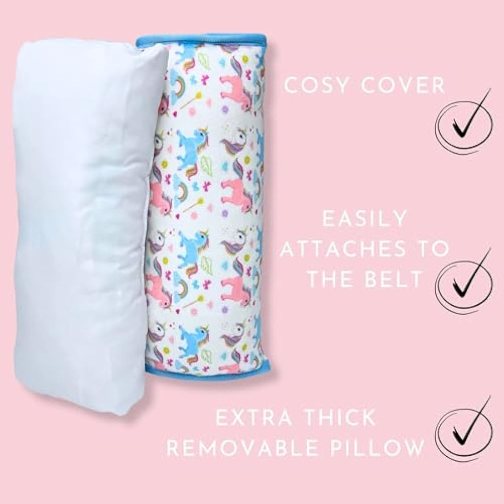 HECKBO Unicorn Car Seatbelt Pillow – Soft Washable Travel Cushion