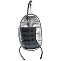 SEDOL Foldable Hanging Egg Chair with Stand | Grey Rattan Swing Chair