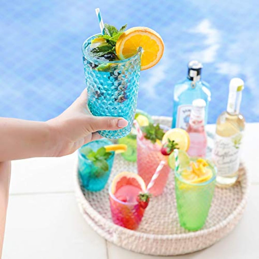 Bellaforte Shatterproof Tritan Plastic Tumblers | 562ml Blue Cups | Set of 4