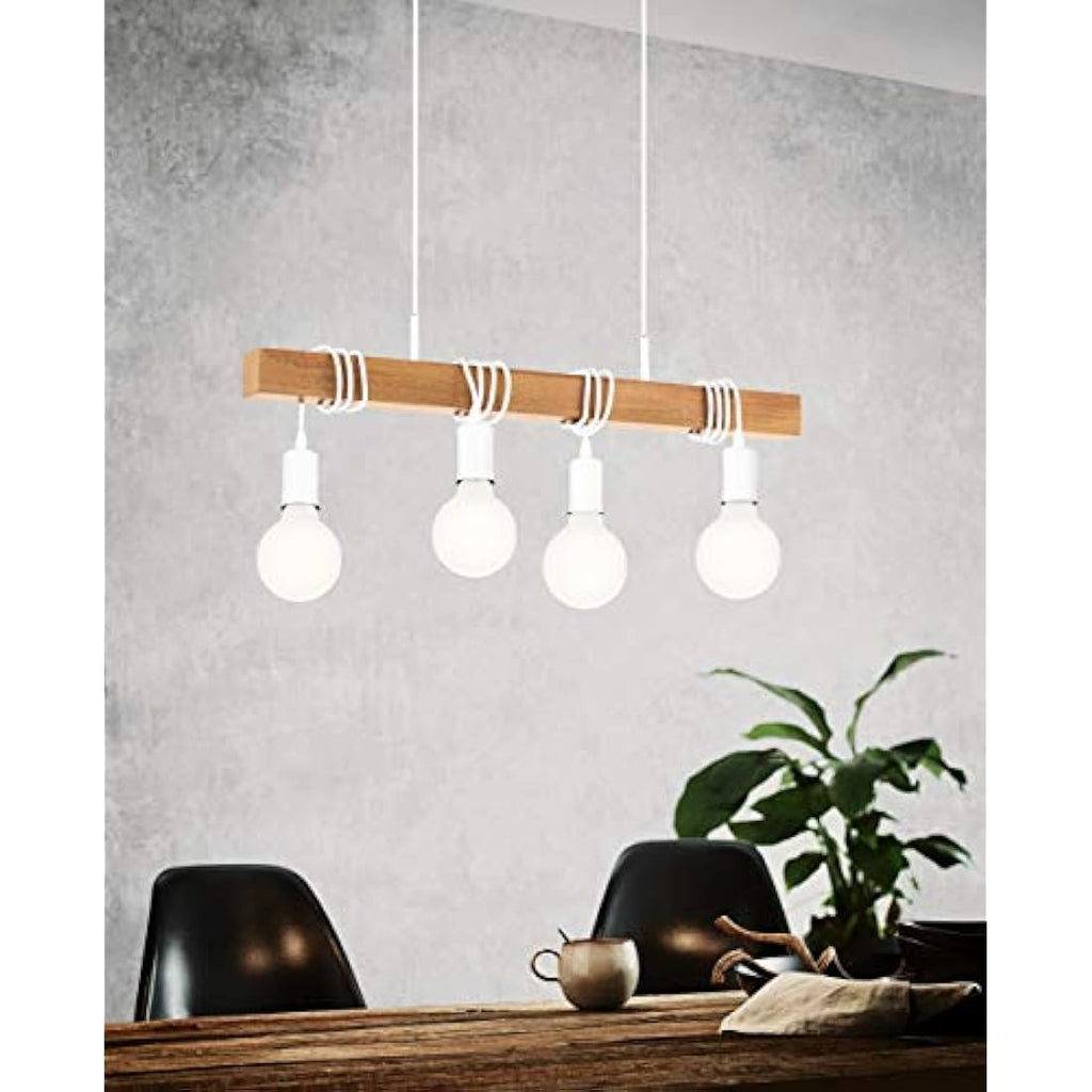 Eglo Townshend 4-Light Vintage Pendant Lamp – Industrial Wood & Steel