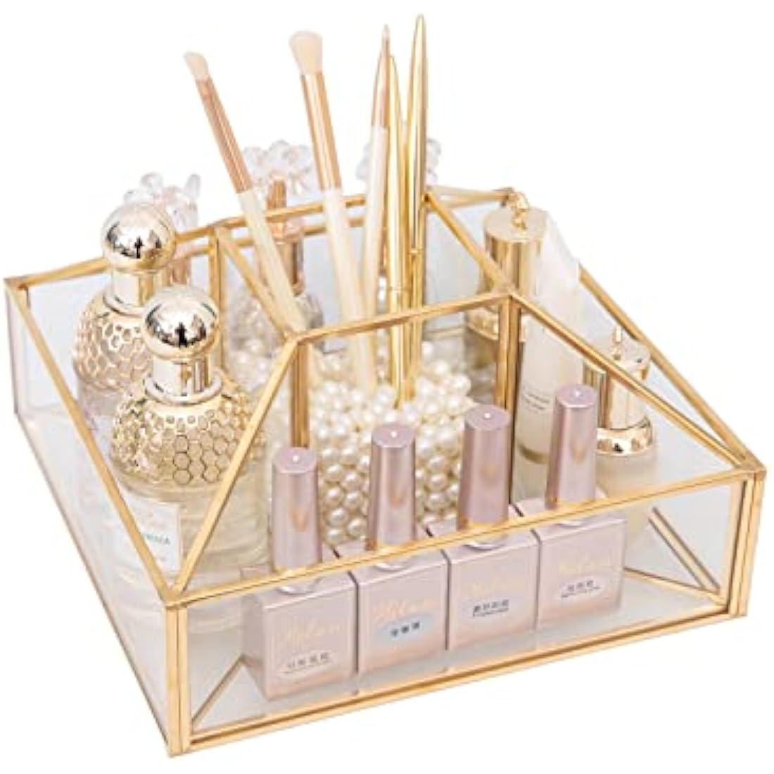 SLHEQING 360° Drehbarer Make-up-Organizer – Glas Schmink Aufbewahrung