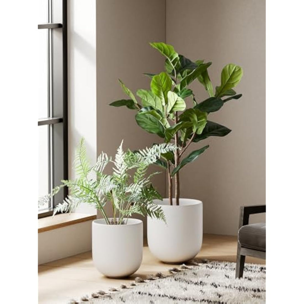 LE TAUCI 30cm Ceramic Large Planter - Indoor Plant Pot with Drainage
