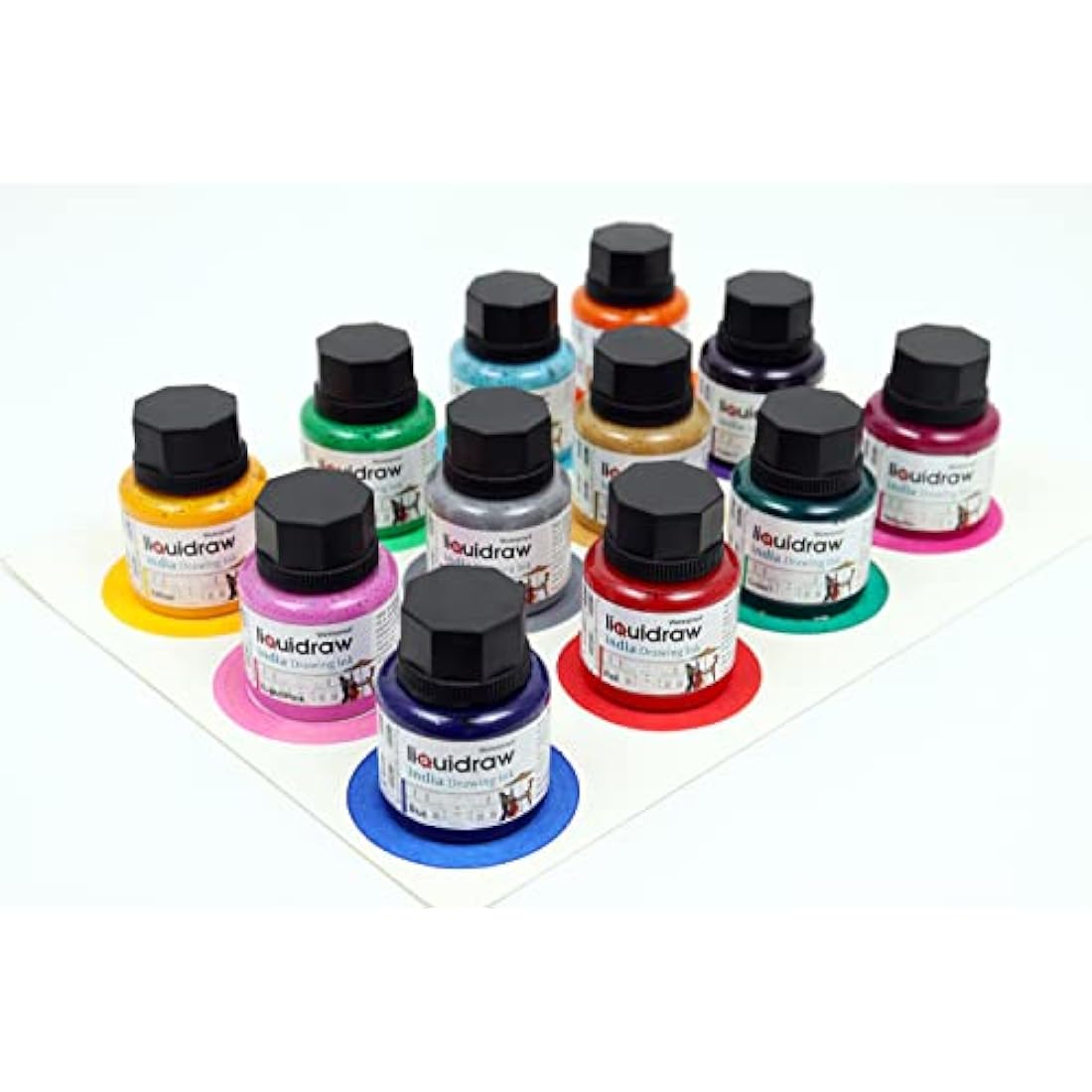 Liquidraw Coloured Drawing Ink Set – 20 Assorted Waterproof Indian Inks