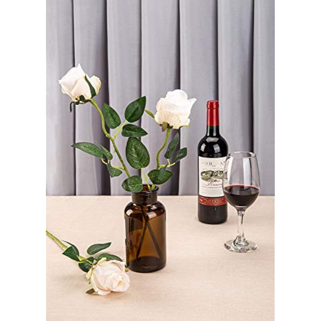 10pcs Artificial Silk Roses – 20" Long Stem White Flowers