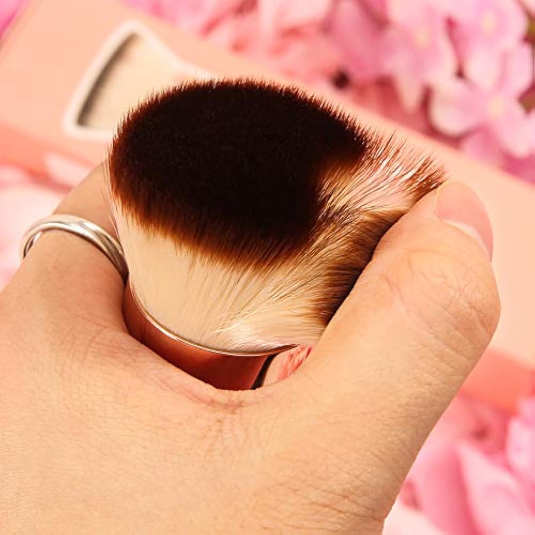 DUcare Flat Top Kabuki Foundation Brush - Synthetic Makeup Tool (Rose)
