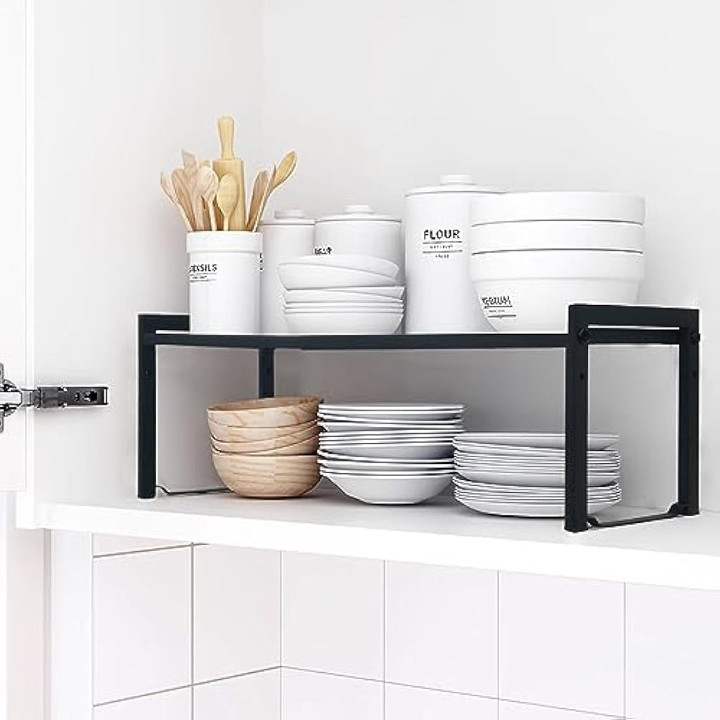 Goodsnetic Expandable Kitchen Cabinet Shelf – Heavy Duty Metal Organizer
