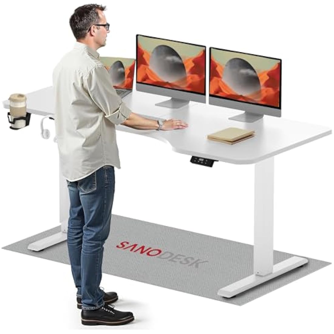 SANODESK Electric Standing Desk – 160x75cm Height Adjustable Table