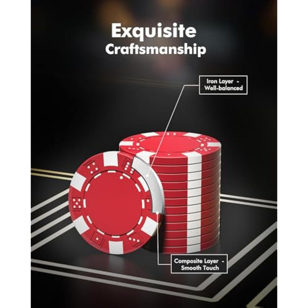 HEITOK 500 Piece Poker Chip Set | 11.5g Chips with Aluminum Travel Case