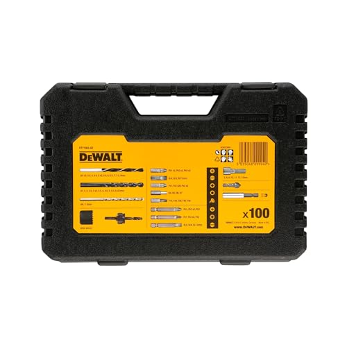 DEWALT 100-Piece Combination Drill Bit Set – HSS Metal & Masonry Bits