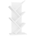 YMYNY 4-Tier Tree Bookshelf | Modern Wood Narrow Display Rack, White