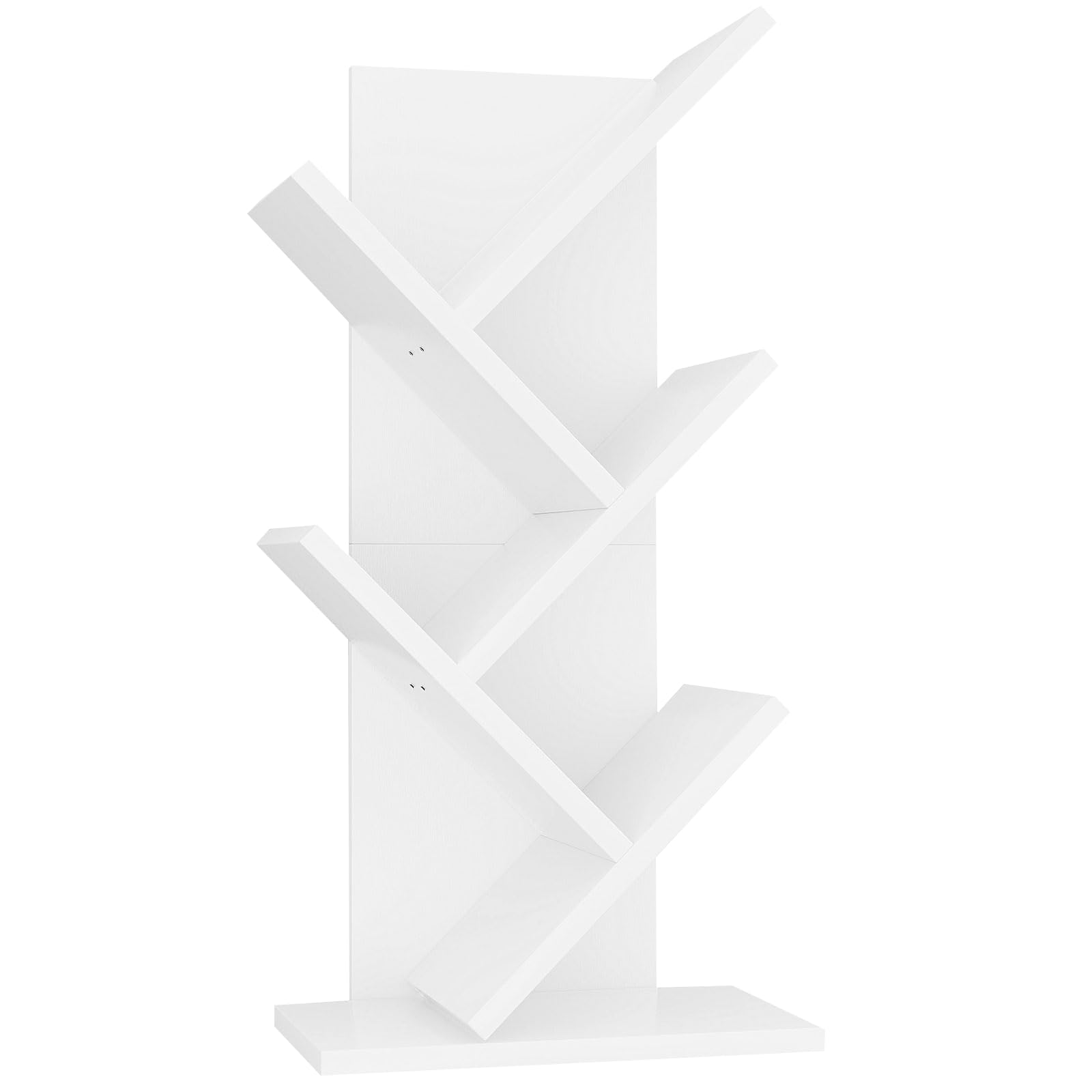 YMYNY 4-Tier Tree Bookshelf | Modern Wood Narrow Display Rack, White