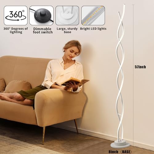 AManLife LED Floor Lamp – Spiral Dimmable Standing Lamp with Remote