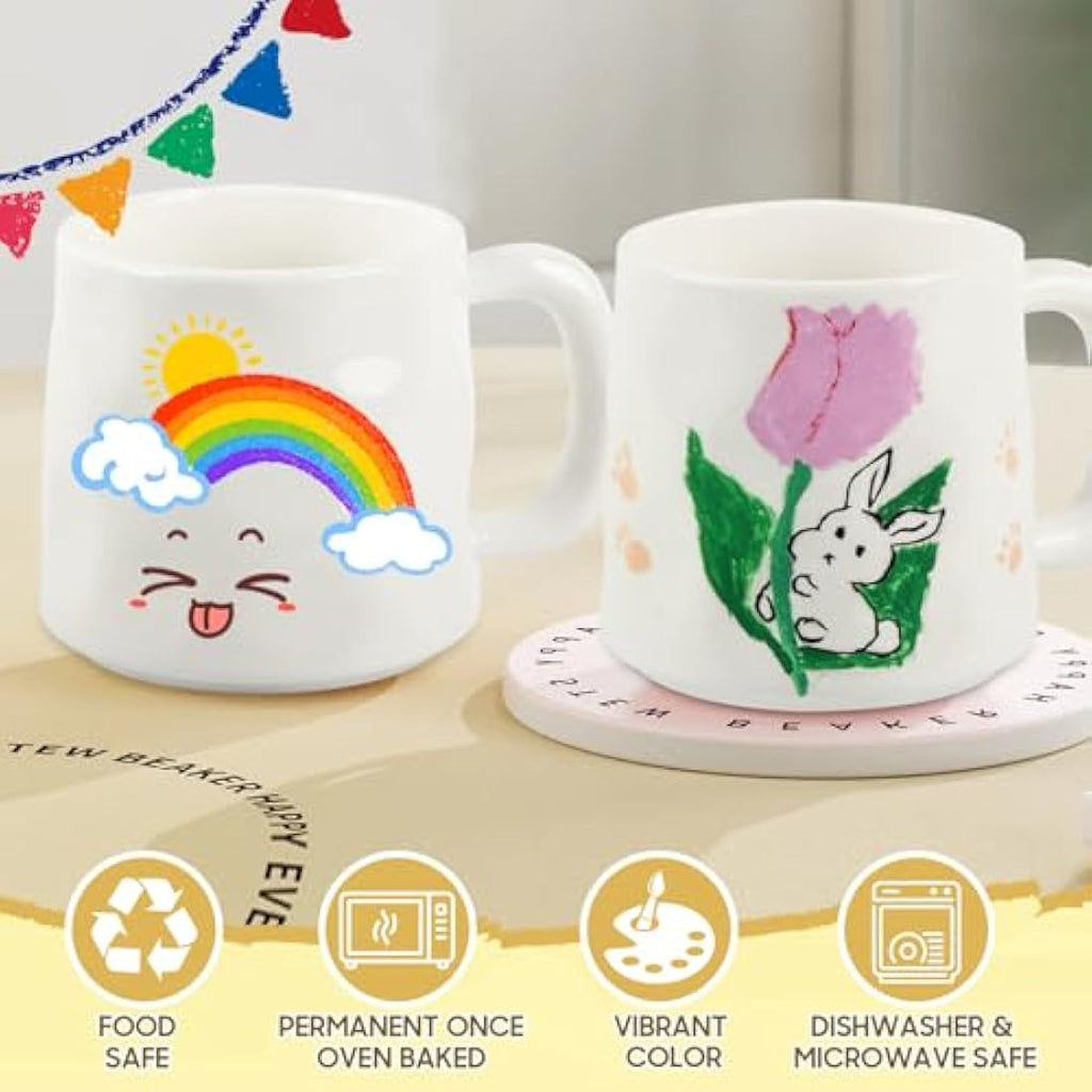 DIY Paint Your Own Mug Set - 2 Pack Ceramic Pottery Kit