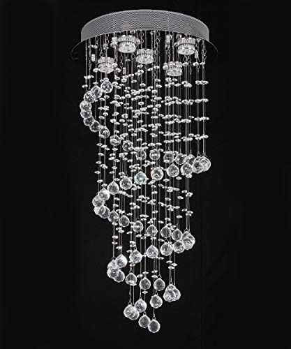 A1A9 Crystal Chandelier – Modern K9 Raindrop Spiral Flush Mount Light