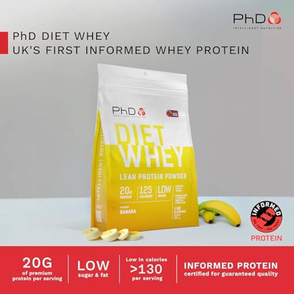 PhD Nutrition Diet Whey Protein Powder – Banana Lean Formula – 1kg