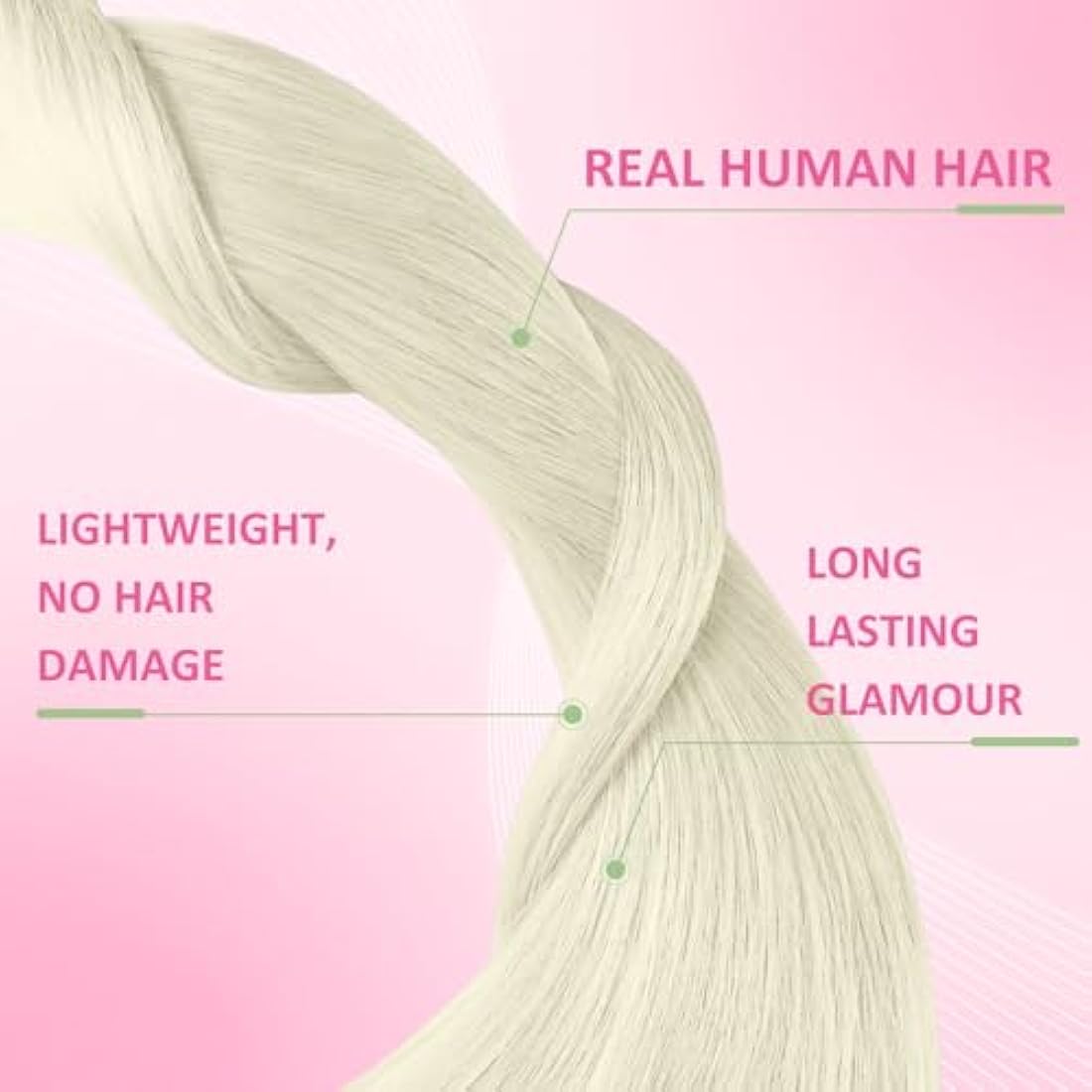 YoungSee Tape in Hair Extensions - Platinum Blonde Remy Human Hair 20in
