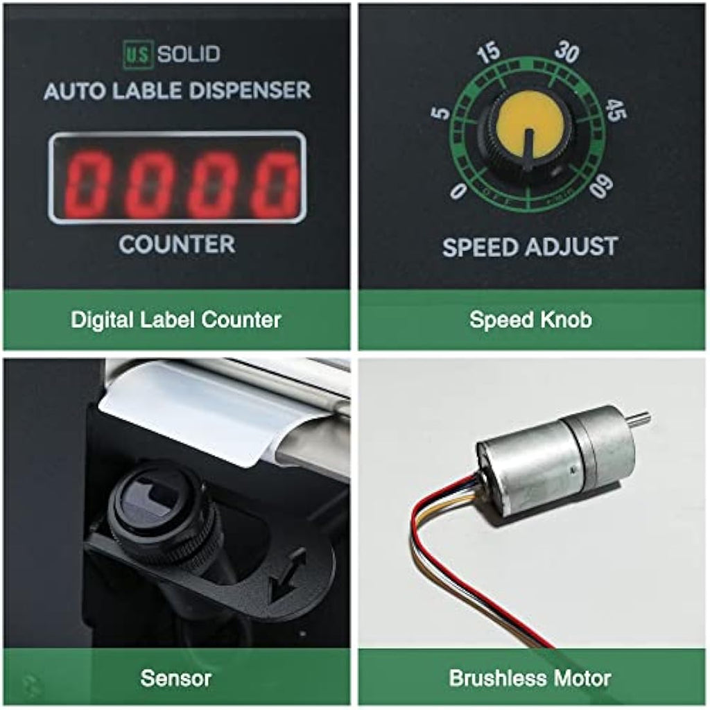 U.S. Solid Automatic Label Dispenser with Counter | Adjustable Speed