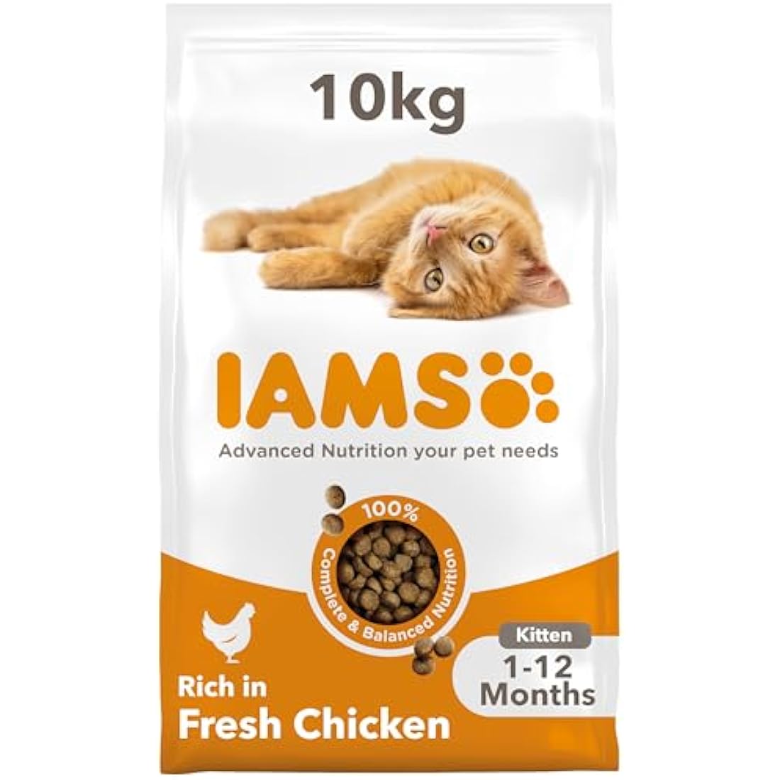 IAMS Kitten Dry Cat Food - Chicken Recipe for Healthy Growth, 10kg
