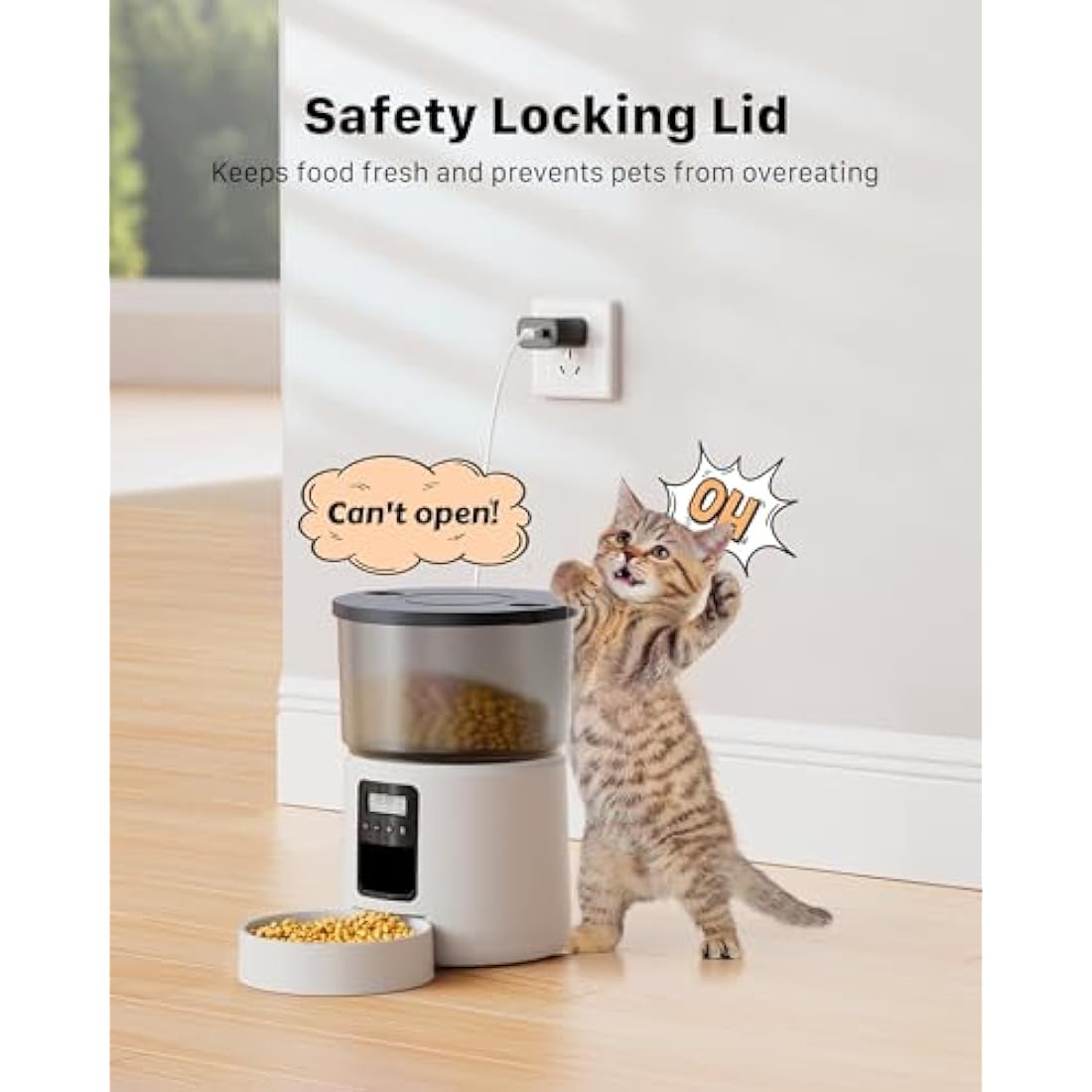 BEMOONY Automatic Cat Feeder - 3L Pet Food Dispenser with Voice Recorder