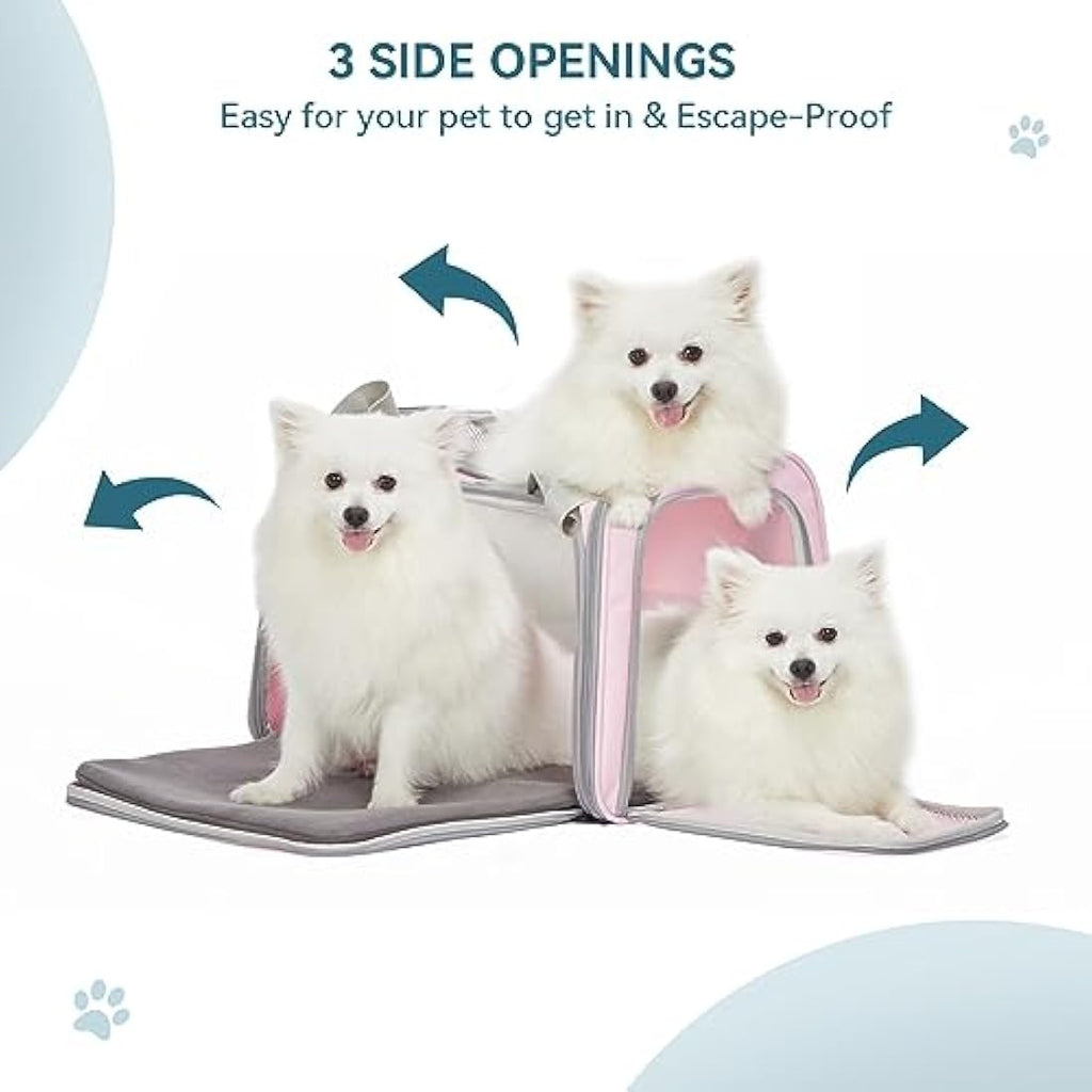 Petsfit Expandable Cat Carrier | Large Pet Travel Bag for Dogs - Pink