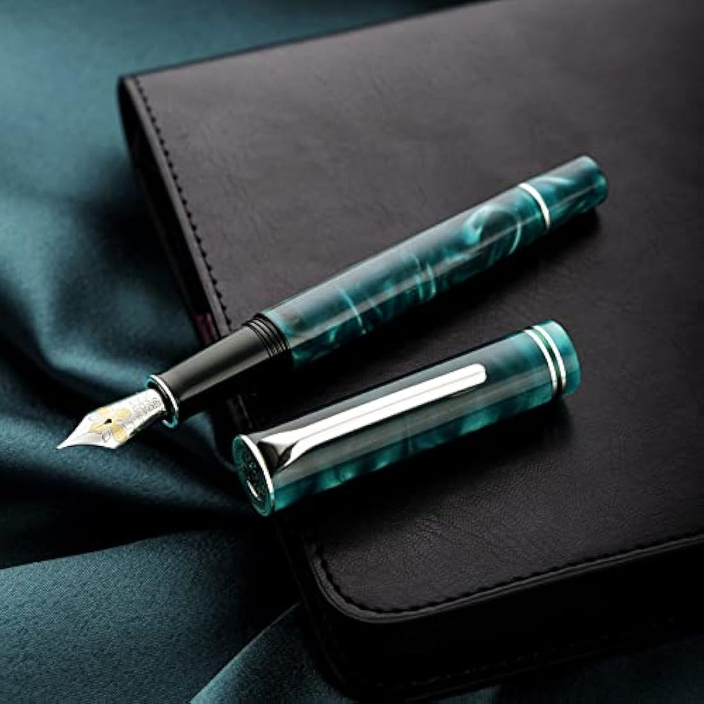 Hongdian N2 Fountain Pen – Teal Blue Acrylic Iridium Extra Fine Nib