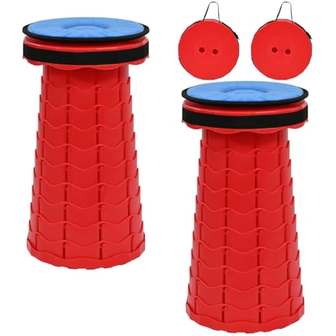 FXKS 2-Pack Retractable Folding Stools with Cushions, 400lb Capacity – Red