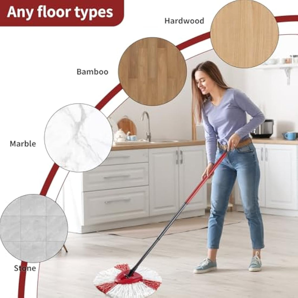 BONBELONG Microfibre Mop Heads for Vileda Turbo – 3 Pack, Red