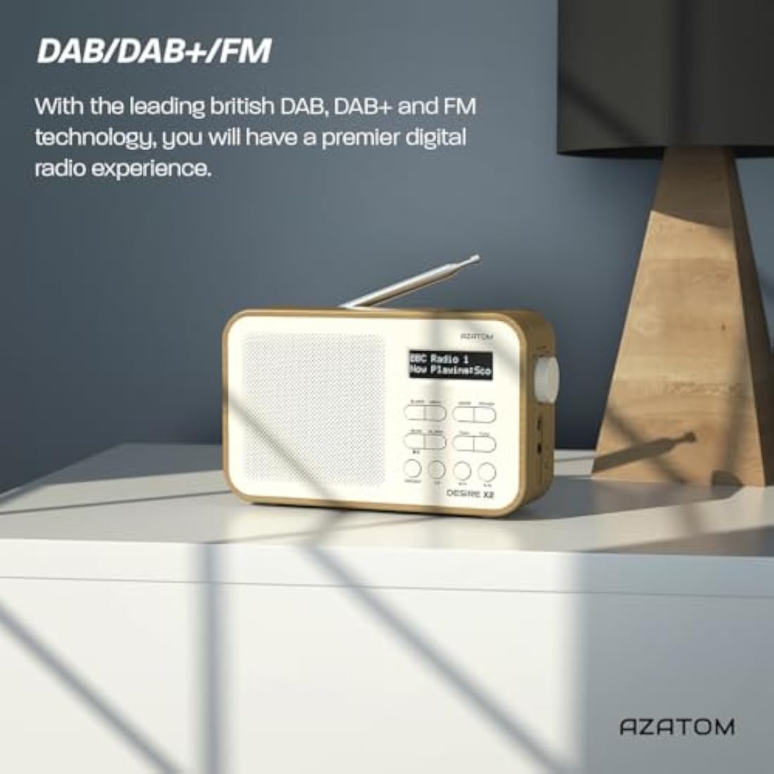 Azatom Desire X2 Portable DAB/DAB+ & FM Digital Radio with Bluetooth - Oak