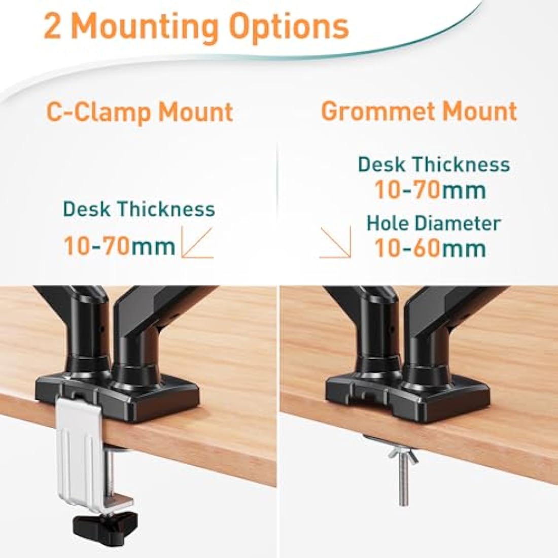 ELIVED Dual Monitor Arm – Gas Spring Stand for 13-32 Inch Screens