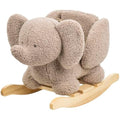Nattou Wooden Elephant Rocker – Padded Vegan Teddy Fabric – Taupe
