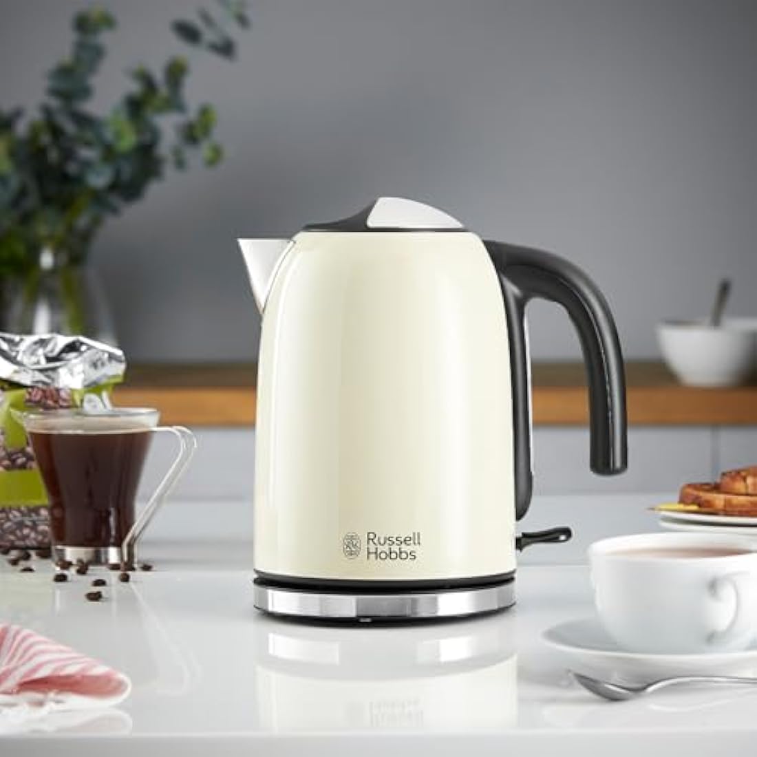 Russell Hobbs 1.7L Electric Kettle – Cream Stainless Steel Fast Boil