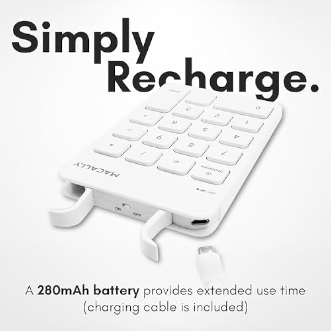 Macally Bluetooth Numeric Keypad – Rechargeable 18-Key Wireless Numpad