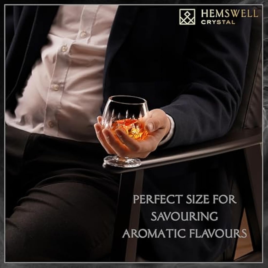 Hemswell Crystal Hand-Cut Brandy Glass | 250ml Cognac Snifter Gift Box