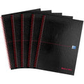 Oxford Black n' Red A4 Wirebound Notebook, Lined Hardback - 5 Pack