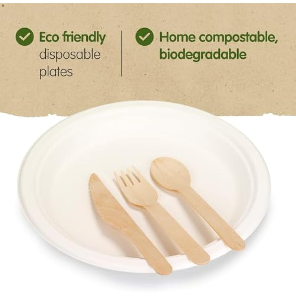Biodegradable Sugarcane Plates | 10 Inch Round | 125 Pack