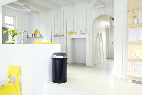Brabantia Touch Bin 60L - Matt Black & Steel Kitchen Waste Bin