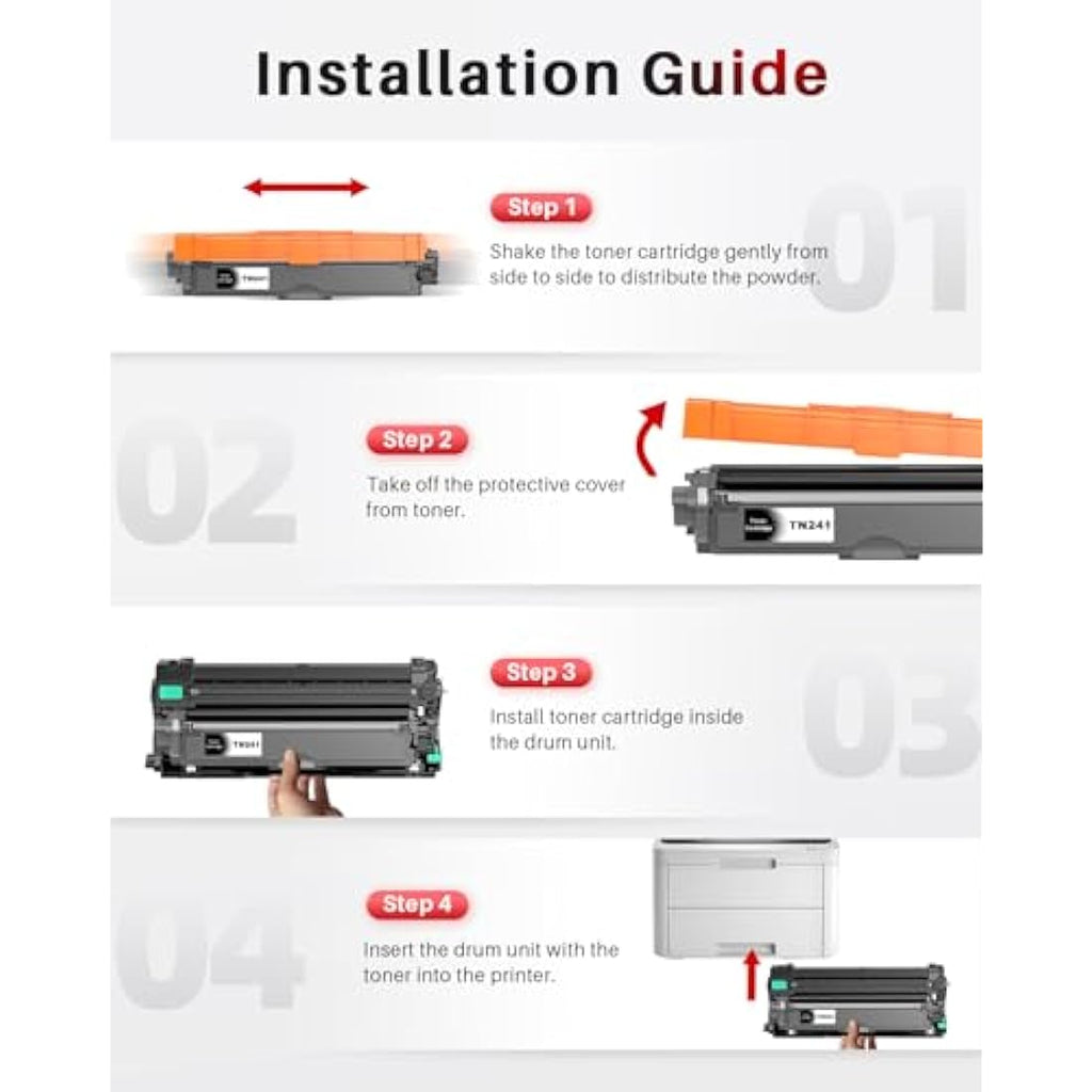 Halloya TN241 TN245 Toner Cartridges for Brother HL-3140CW 9020CDW | 4-Pack