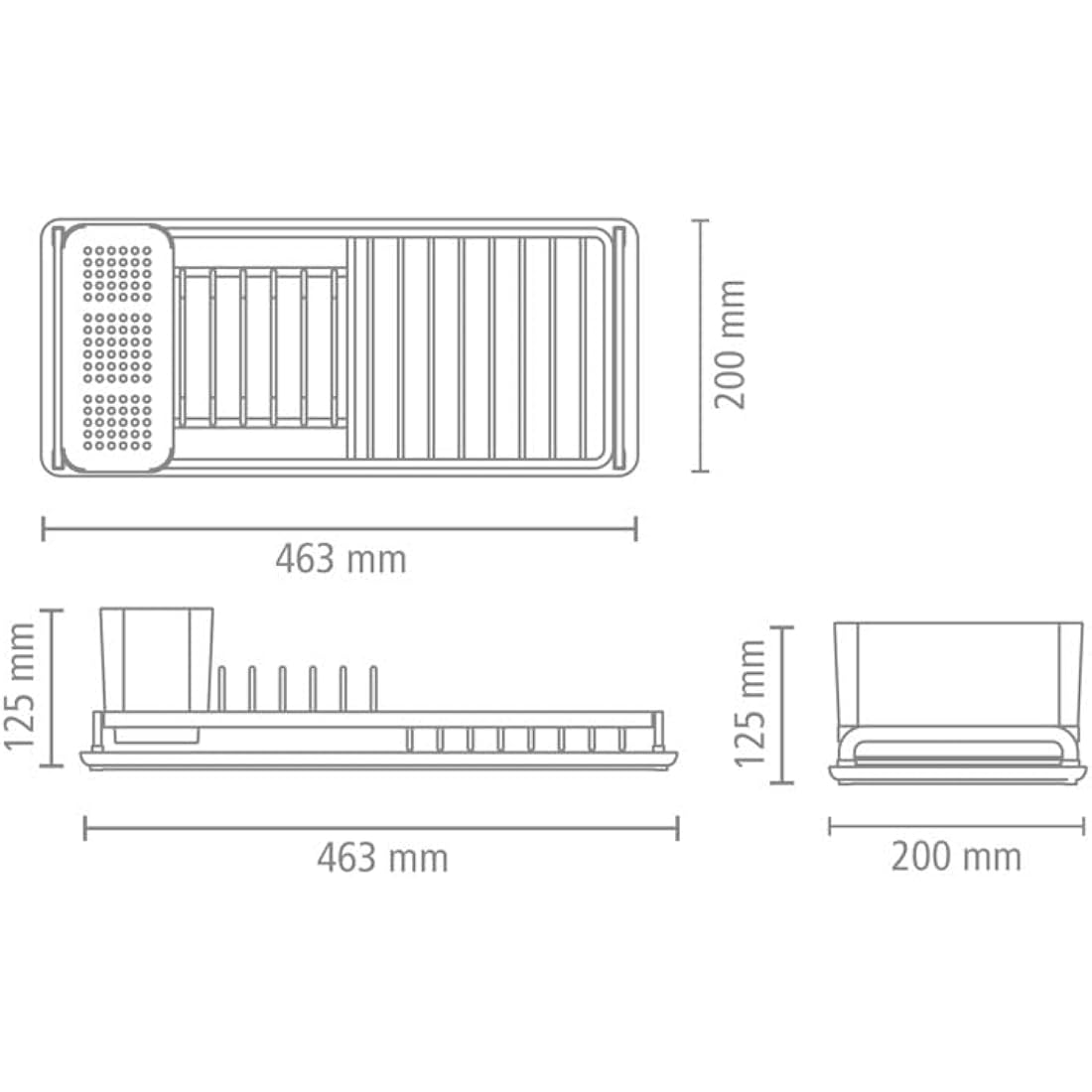 Brabantia Compact Dish Drying Rack | Aluminium with Cutlery Basket