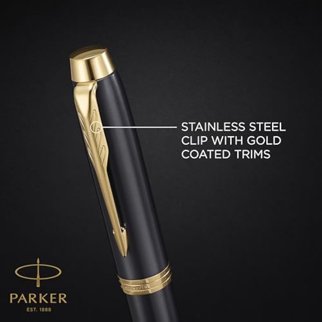 Parker IM Fountain Pen – Grey Lacquer with Gold Trim, Fine Nib